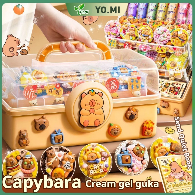 Capybara Guka Set Krim Lem Stiker Guka Set Stiker Stiker Guka Buatan Tangan Hadiah Besar Hadiah DIY 