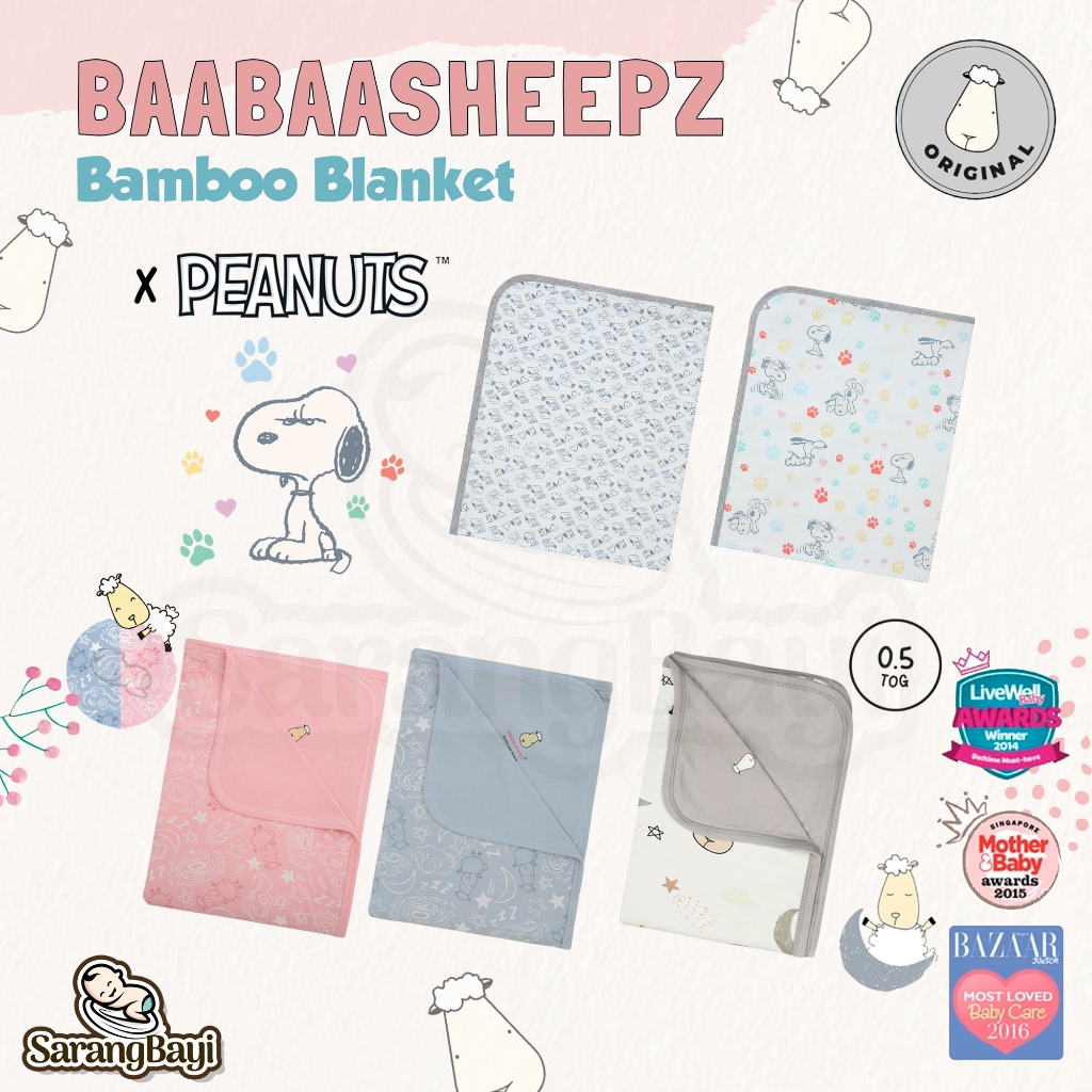 Baabaasheepz Bamboo Blanket / Selimut Anak Single Double Layer Blanket Quilt Blanket