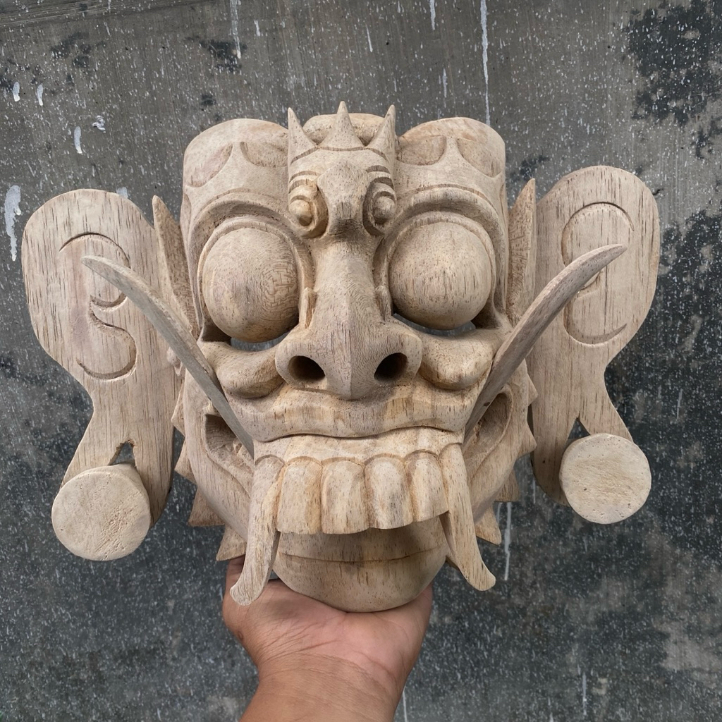 Topeng Rangda Polos Tanpa Cat - Topeng Rangda Kayu - Tapel Rangda