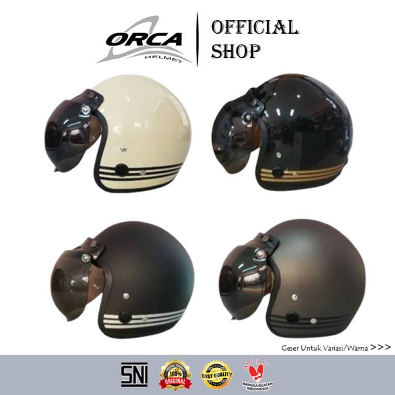 Helm Bogo Retro Ant Line + kaca helm (Helm Remaja)