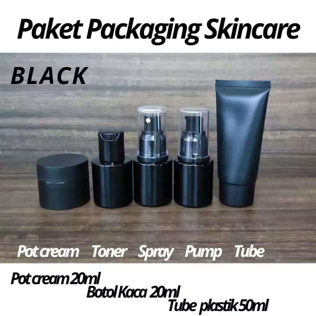 Pot Jar Skincare Black Pot Cream Black doff Pot Jar black doff Botol Kaca Kosmetik Toner Mist Spray 