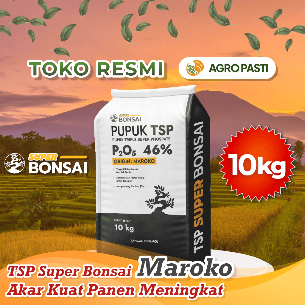 Pupuk TSP Super Bonsai 46% 10kg | Dosis Kecil, Fosfat Tinggi, Kelarutan # 1 di Dunia, Akar Kuat