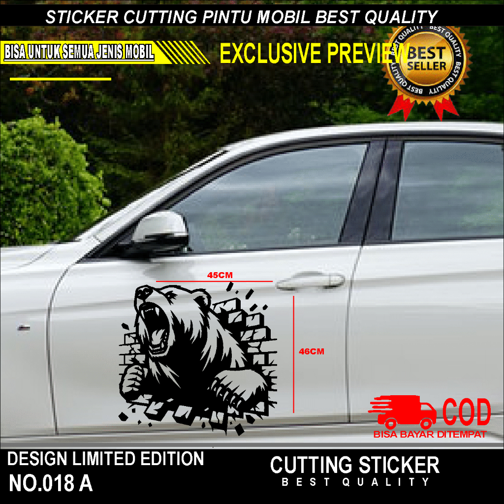 STICKER CUTTING PINTU MOBIL GAMBAR BERUANG