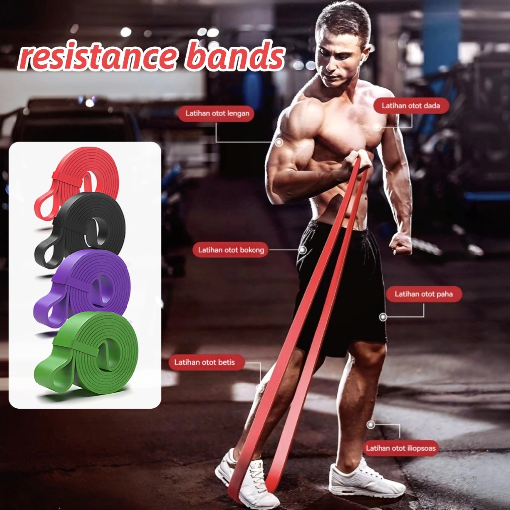 Pumer Long Resistance Bands/ Karet Fitness & Gym Latex/ Resistance Bands/ Alat Olahraga Serbaguna/ A