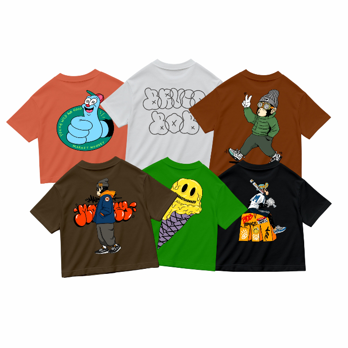 Kaos Anak Graphic Market Monkey Oversize Cotton Combed 24s