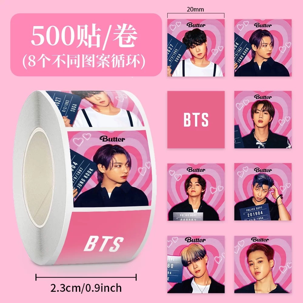 BTS 500 PCS STICKER ROLL KPOP mail stiker deco freebies kpop korea