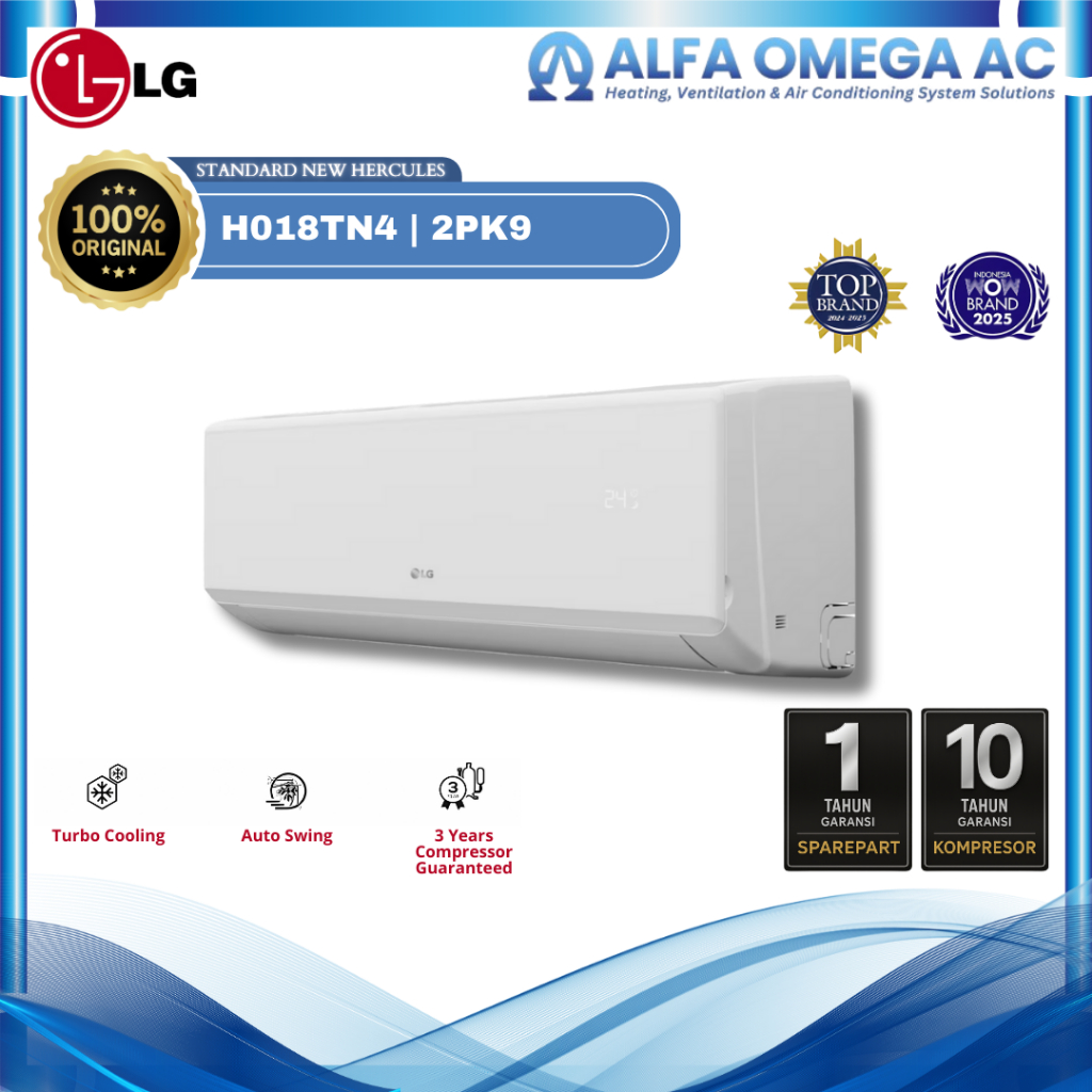 AC LG 2PK H18TN4 New Hercules Series | Turbo Cooling | Auto Swing | Split Wall | Area Tangerang BSD