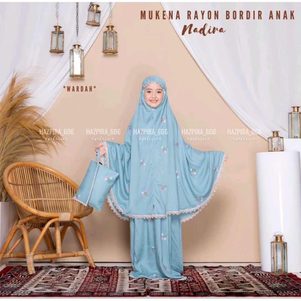 MUKENA ANAK KATUN RAYON BORDIR NADIRA UMUR 5-15TAHUN