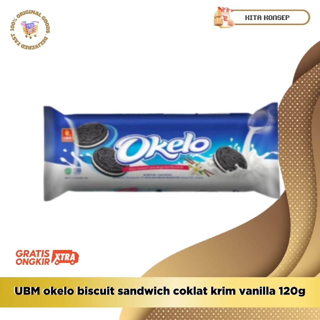 UBM Biscuit OKELO Sandwich Vanilla 120gr Krim Manis