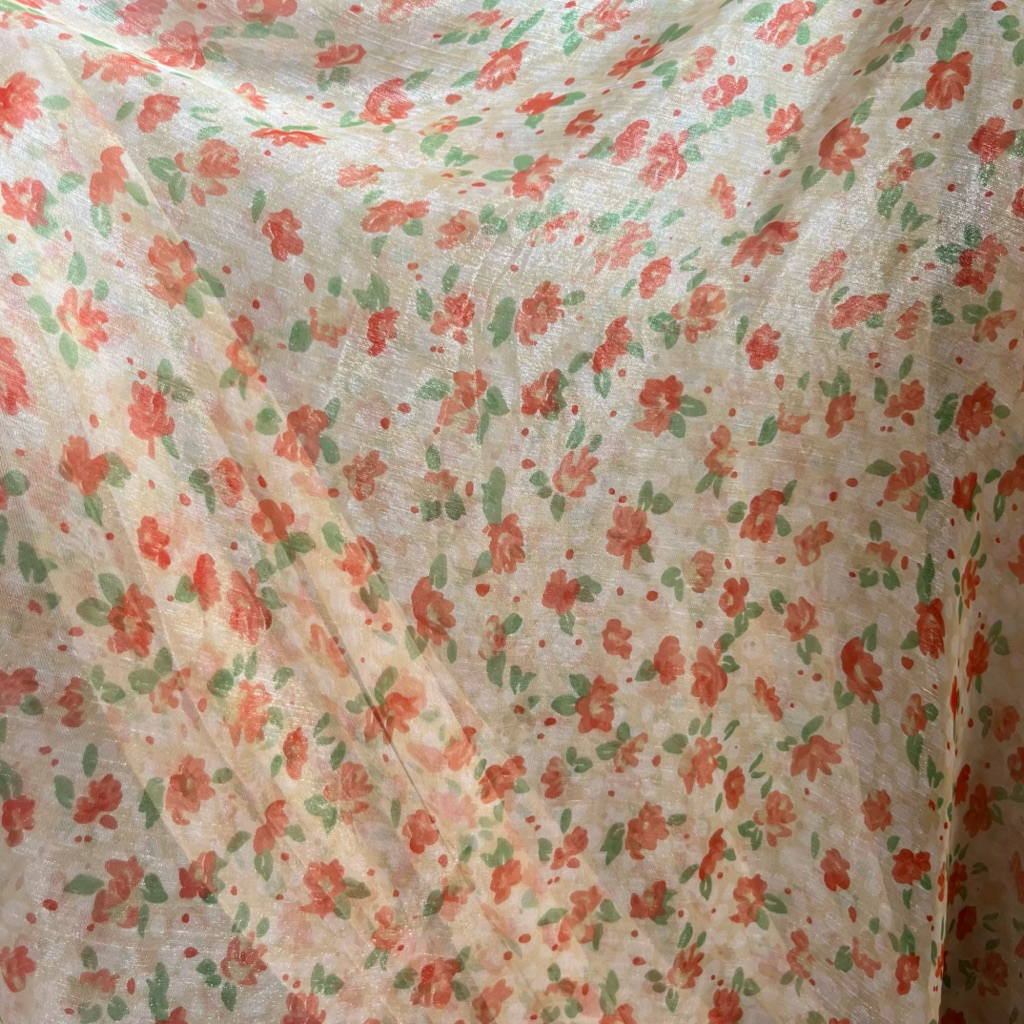 kain sifon sutra motif bunga bahan gamis halus lembut