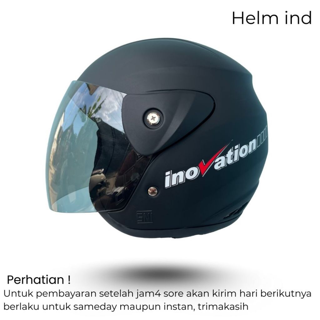 Helm Motor Murah Kaca Hitam Smoke JM Helmet Cod Warna Hitam Doff