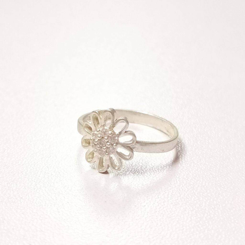 Cincin Wanita Model Bunga Permata Perak Asli Silver 925 Lapis Emas Putih/Cincin Perak Terbaru/Cincin