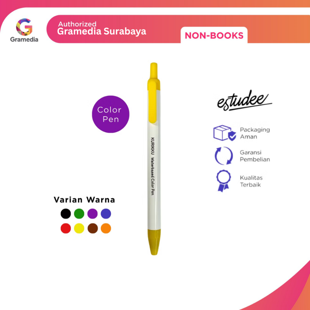 

Gramedia Surabaya - ESTUDEE KURIKKU COLOR PEN YELLOW 05 ES-CP619