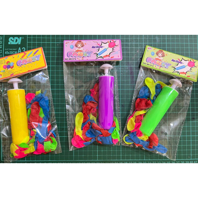 Mainan Anak Pompa Balon Mini+ Balon jari/Balon Air perempuan laki laki