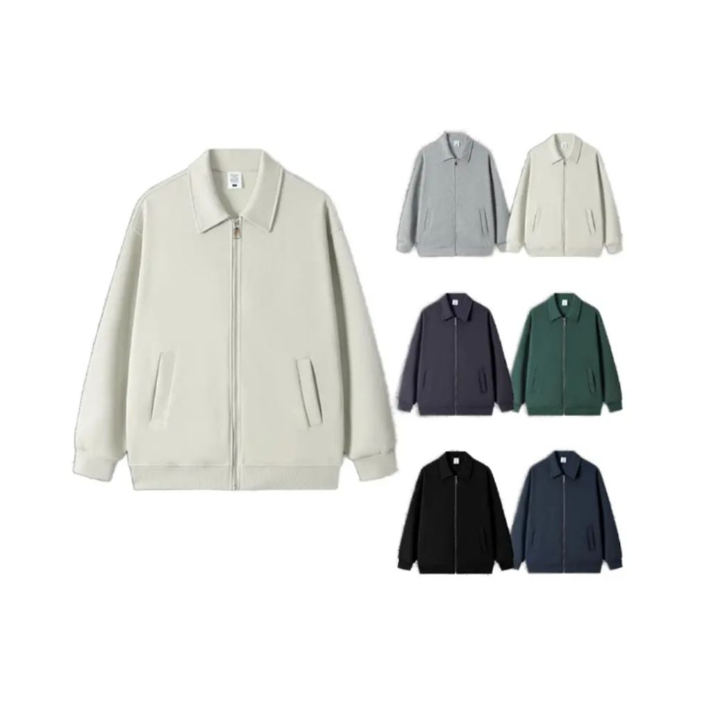 jaket hoddie Realsleting pria kerah polo custom hoddie polos kualitas terbaik