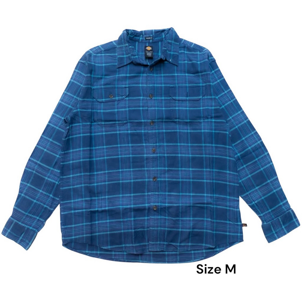 (Code: 93WS) D*ckies Flannel Shirt Longsleeve color blue size m