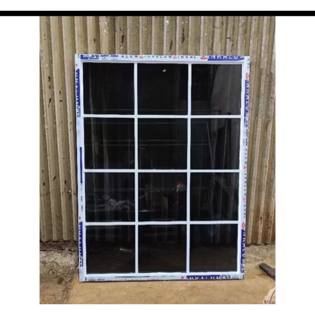 Jendela aluminium kaca mati kusen 3"inch ornamen UK L100 x T150