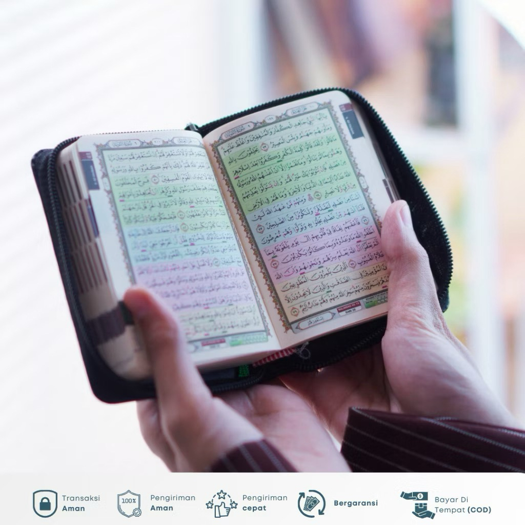 Alquran Hufaz Saku A7 Cover Jaket Resleting Hafalan 5 Blok Tajwid Warna