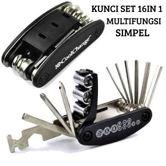 Premium Kunci Set Lipat Mini 16in1 Kunci Shock Obeng Multifungsi Kunci L