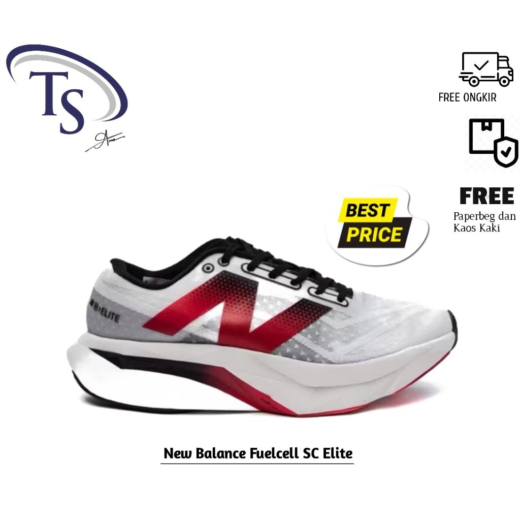 Running Shoes Mens New Balance Fuelcell SC Elite V4 White Red