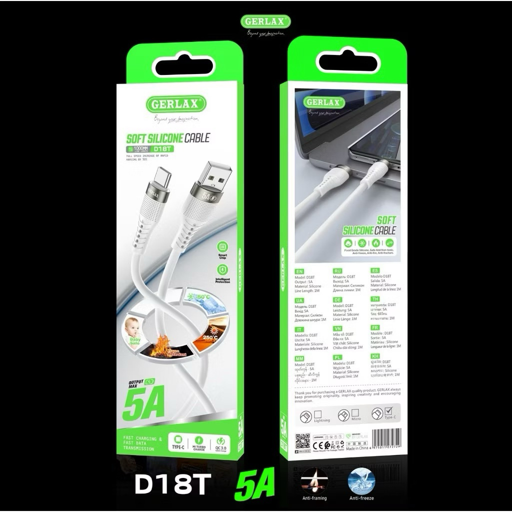 GERLAX - Kabel data D18L TYPE C 5A FAST CHARGING 5A