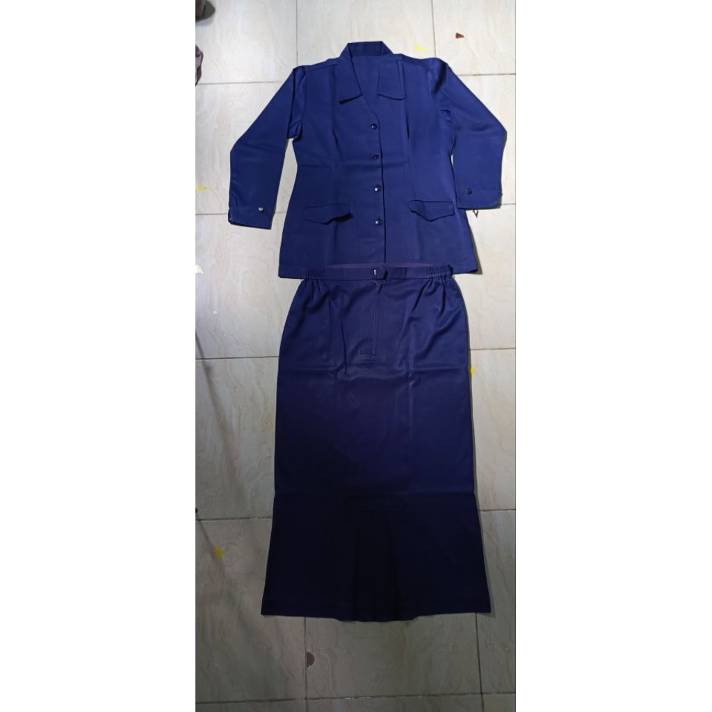 Baju set guru perempuan navy pl