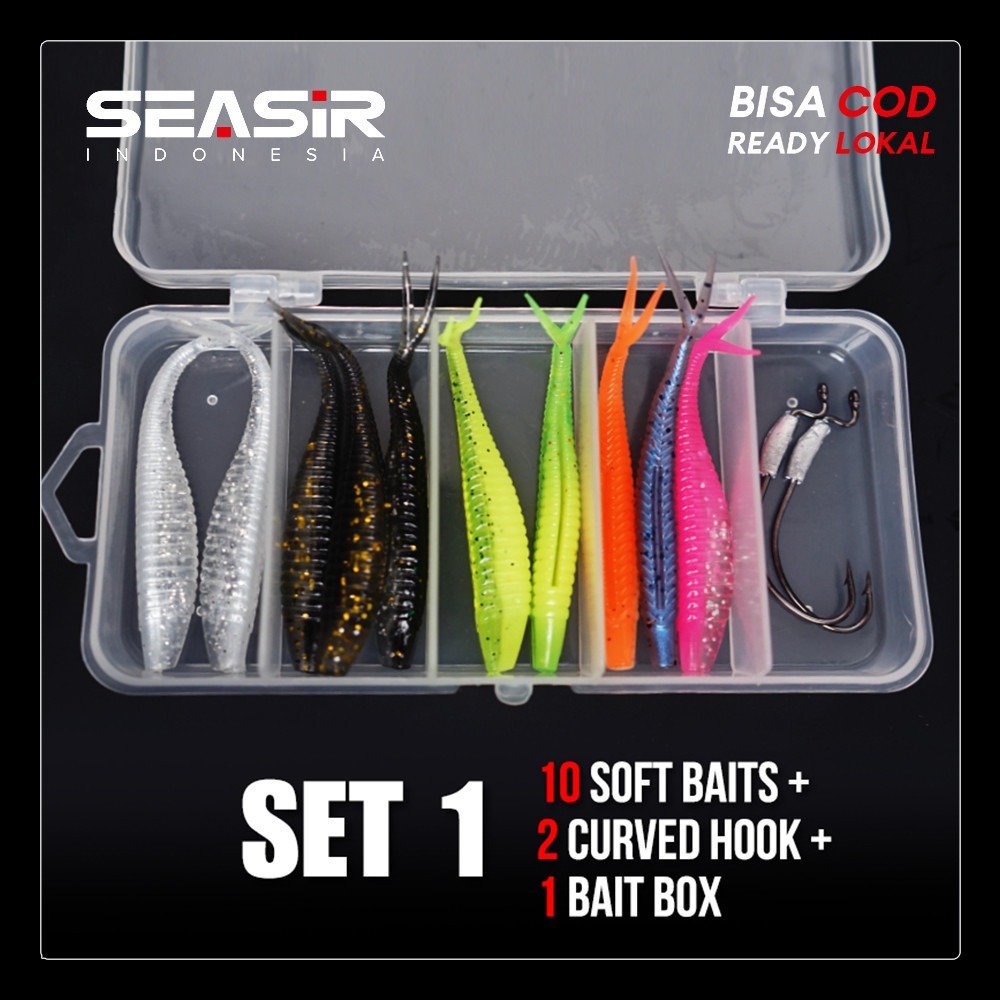 SEASIR  Umpan Soft Lure 1set Soft Bait Fishing Lure Umpan Pancing Gabus Umpan Lembut