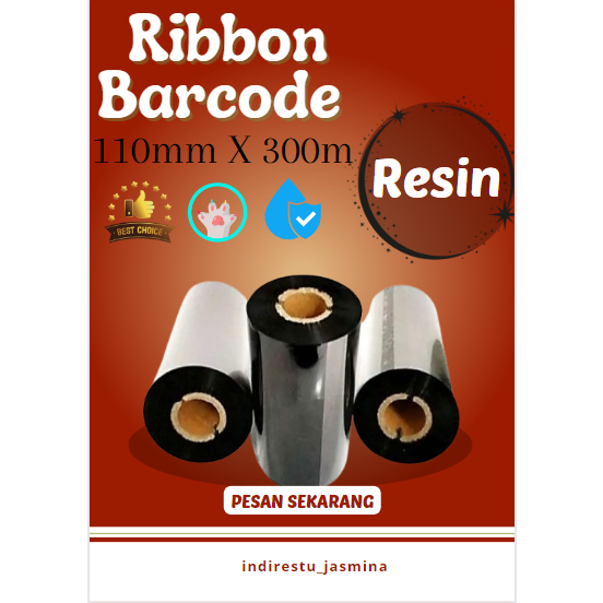 Ribbon Barcode full Resin 110 x 300 / Sticker Ribbon Barcode / pita ribbon barcode 110mm x 300m Face