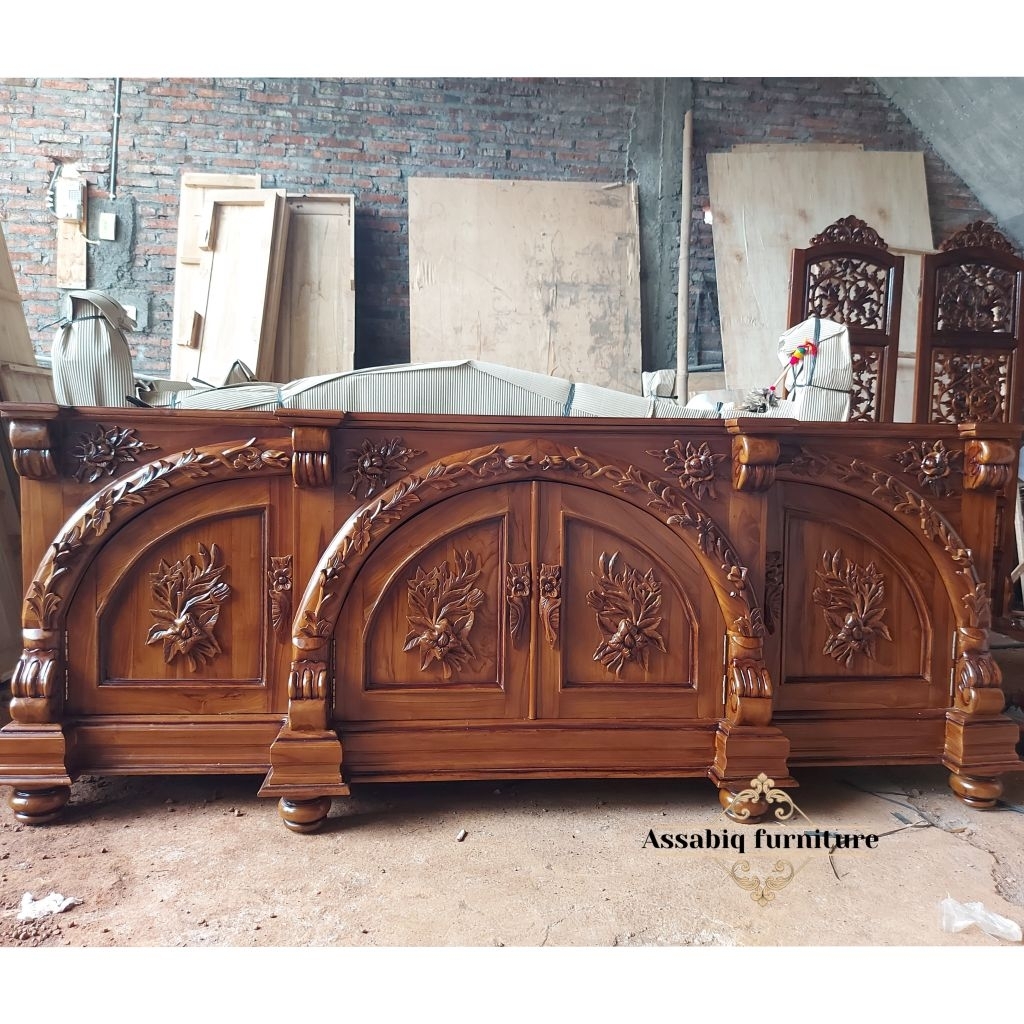Bufet tv kayu jati ukir , bufet meja tv kayu jati ukiran jepara , meja tv ukiran furniture mebel jep