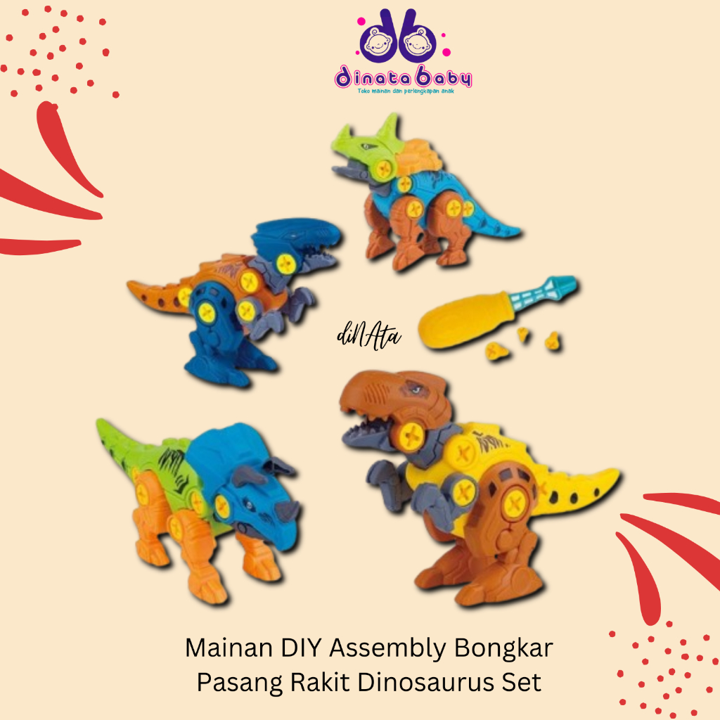 [ DINATA Baby ] Mainan DIY Assembly Bongkar Pasang Rakit Dinosaurus Set