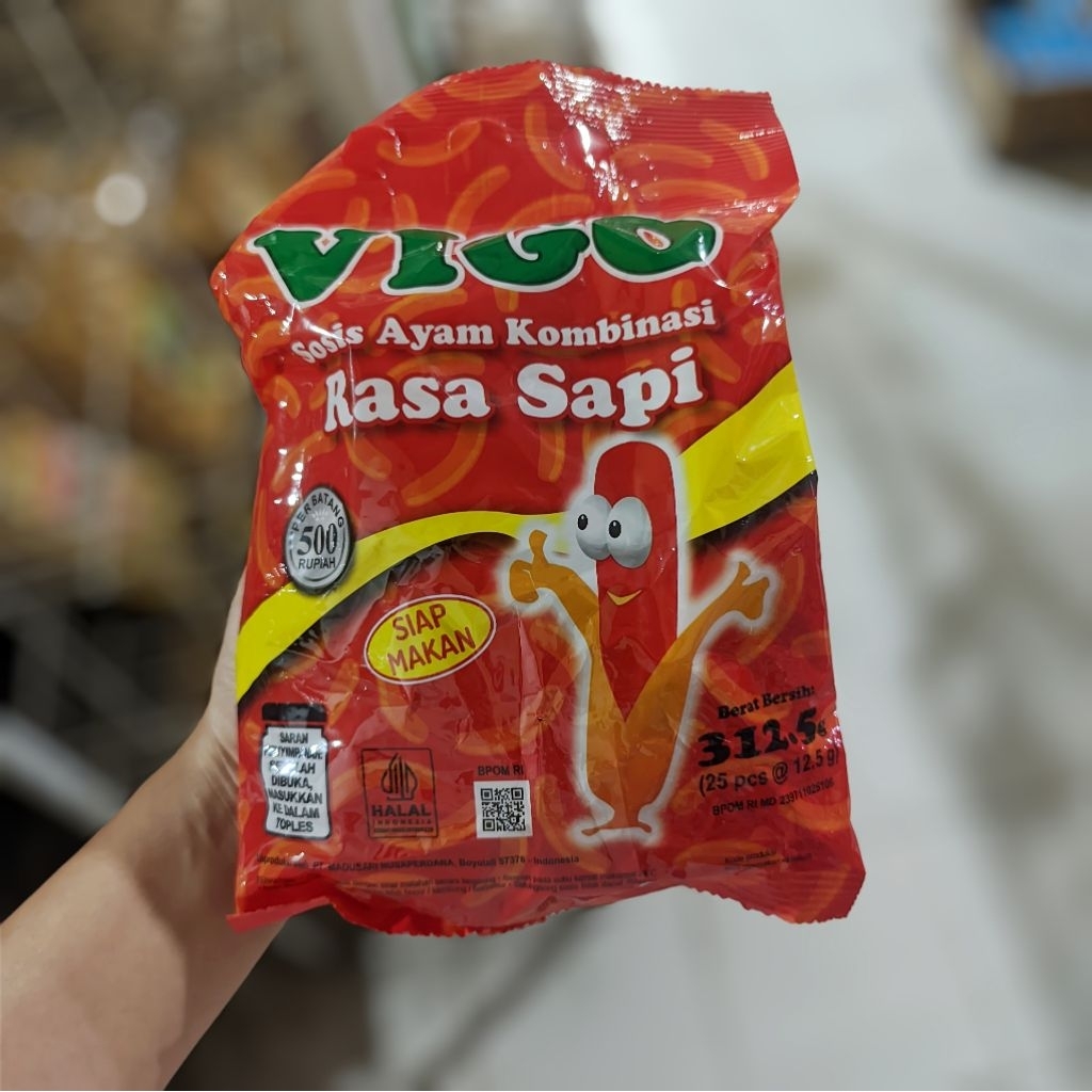 

Vigo Sosis Ayam Kombinasi Rasa Sapi – Siap Makan | 1 Pack Isi 25 pcs (312,5g)