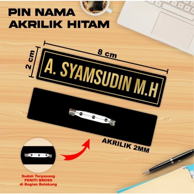 

Name Tag / Nama Dada / Papan Nama / Name Tag akrilik Custom / Pin Nama Peniti