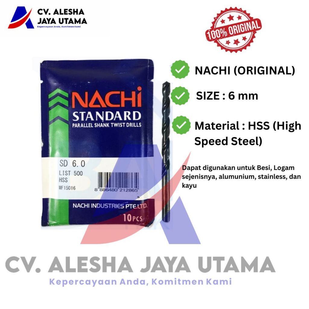 Nachi 6 MM Mata Bor Besi HSS - Nachi Mata Bor Besi HSS 6 MM