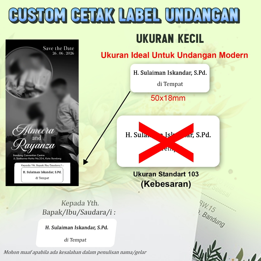 Cetak Label Undangan Bahagia / Print Sticker Label Undangan Bahagia Custom Ukuran Kecil