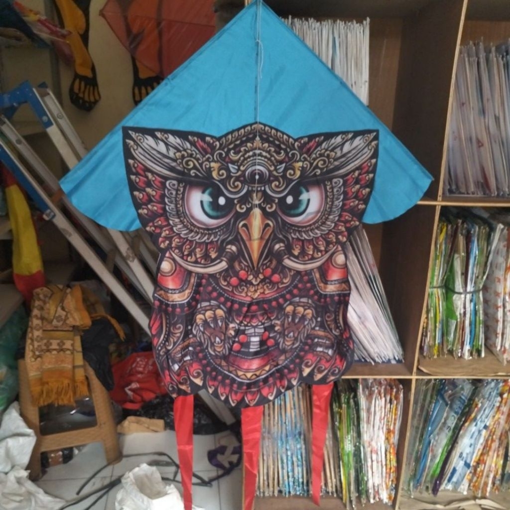 LAYANGAN  KAIN PARASUT CELEPUK BURUNG HANTU OWL PRINT JUMBO