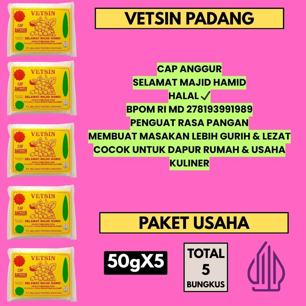 

Penguat Rasa Cap Anggur MSG Halal 500gr BPOM Gurih Lezat Untuk Usaha Kuliner & Masakan
