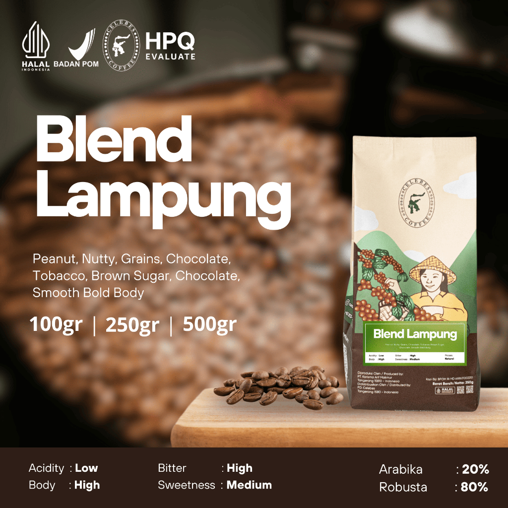 

CELEBES COFFEE - Kopi Blend Lampung - 100gr / 250gr / 500gr - Biji / Bean / Bubuk