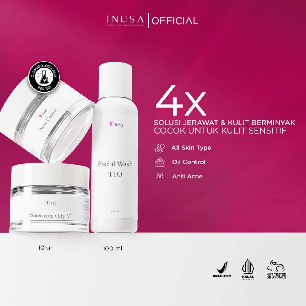 Inusa Paket Acne Premium Basic Skincare Kulit Berjerawat BPOM