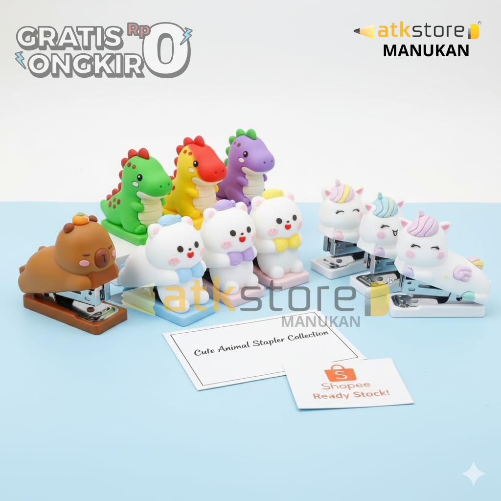 

GM Stapler Miax Cute Animal Collection | Stapler Mini Karakter Lucu Sekolah & Kantor