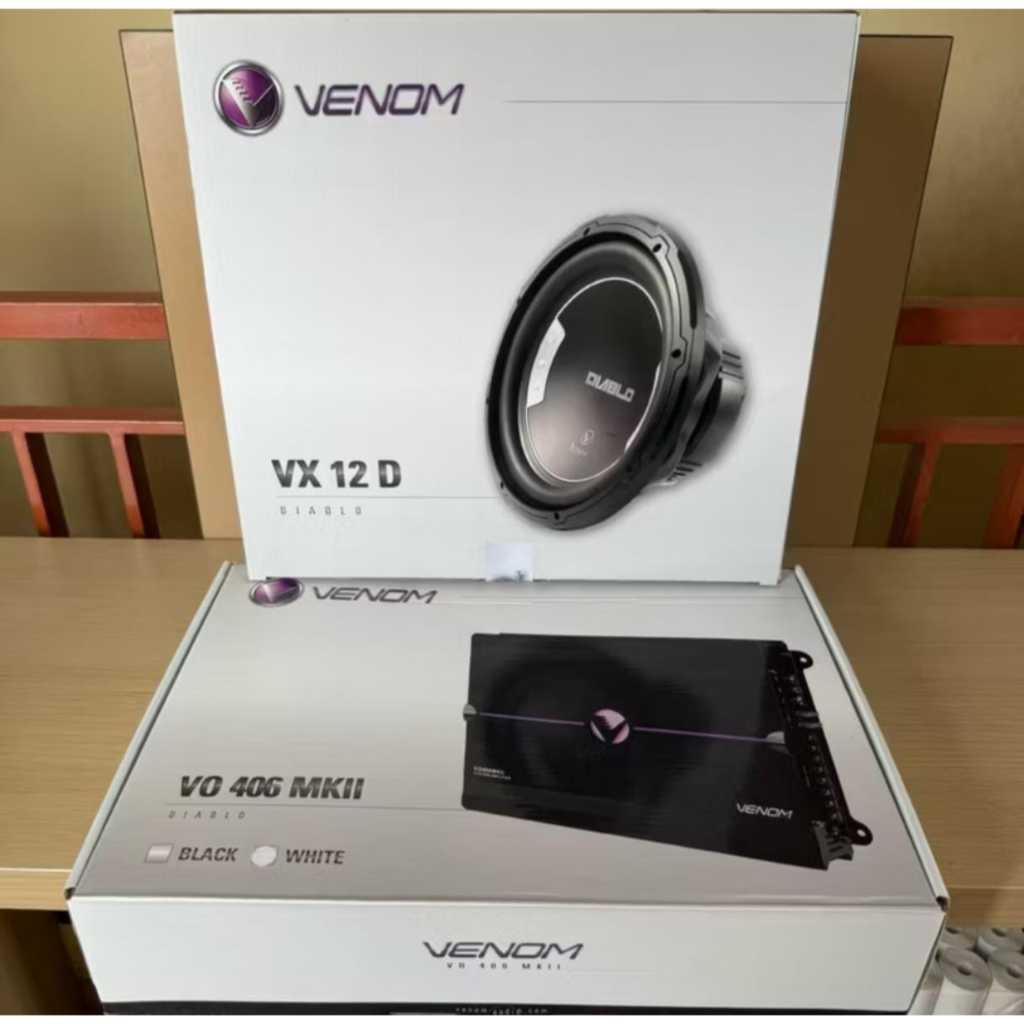 VENOM DIABLO PAKET AUDIO MOBIL 4 in ( POWER VENOM 4 CHANNEL+ SUBWOOFER VENOM 12 INCH + SPEKAR SPLIT 