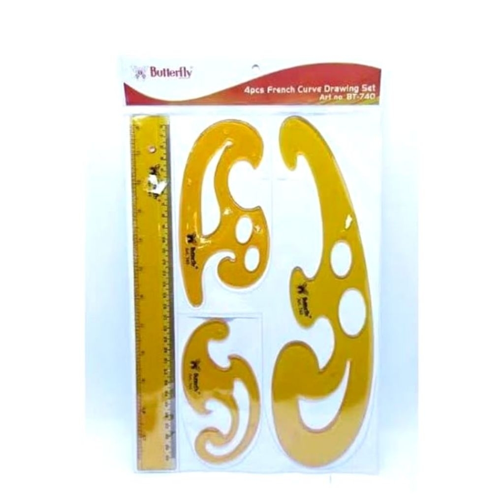 BUTTERFLY BT740 FRENCH CURVE DRAWING SET PENGGARIS STENSIL KURVA LENGKUNG POLA JAHIT BAJU MAL KUPING