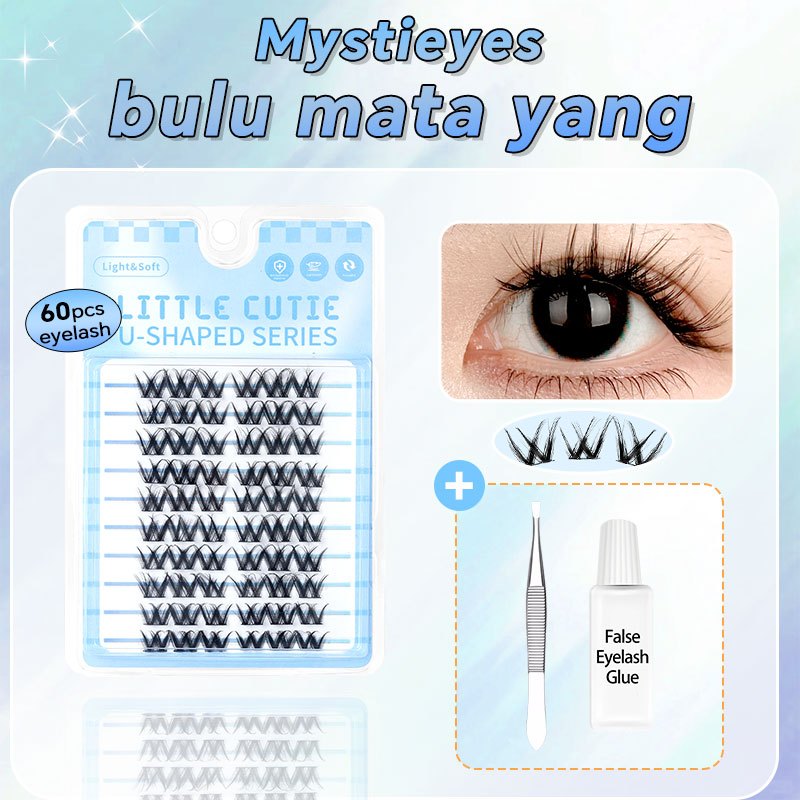 Mysticeyes Bulu Mata Yang Eyelash Extension Natural bulu mata palsu tersegmentasi berkapasitas membu