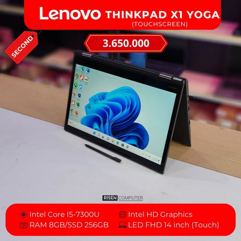 LENOVO THINKPAD X1 YOGA TOUCHSCREEN Intel Core I5-7300U RAM 8GB SSD 256GB FHD 14inch Notebook Second