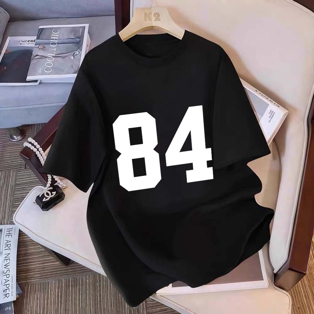 YUYU STUDIO Atasan kaos cetak seri angka 84 sederhana | Kaos Wanita Distro Original 100% | Baju atas