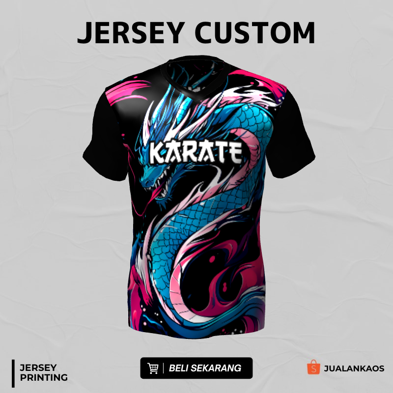 Kaos Jersey Karate Hitam Motif Naga 188