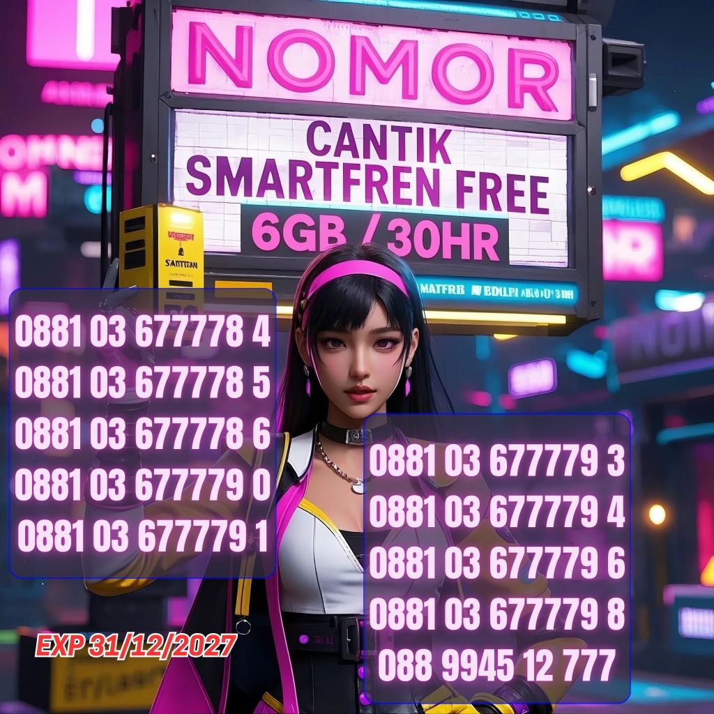 Nomor Cantik Smartfren Seri Kwarted 0881 03 67777 XX Bonus 6GB/30Hari Harga 57ribu