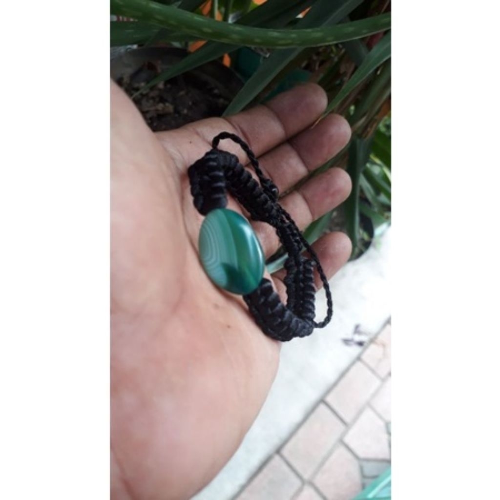 gelang macrhame buatan tangan batu akik sulaiman hijau