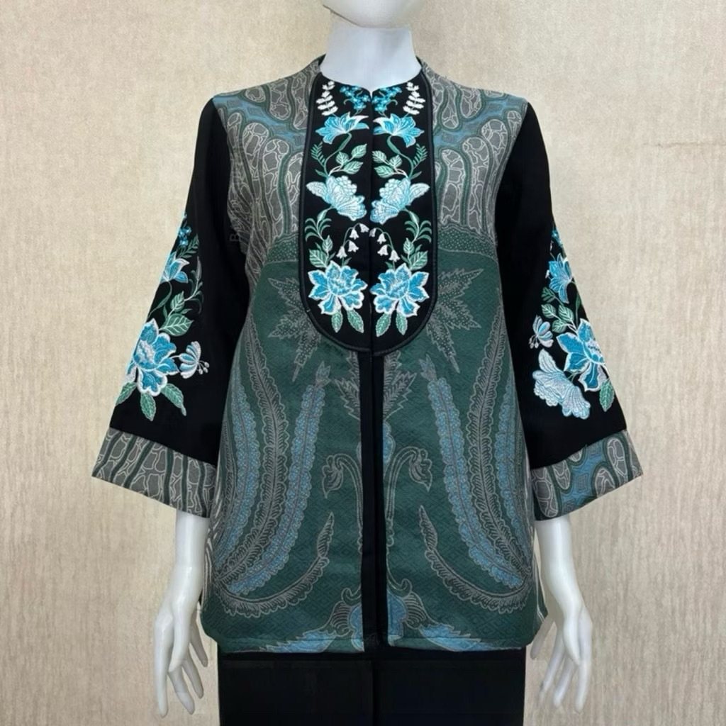 Blouse batik premium - trikot Bordir batik sultan - Nomi Blouse