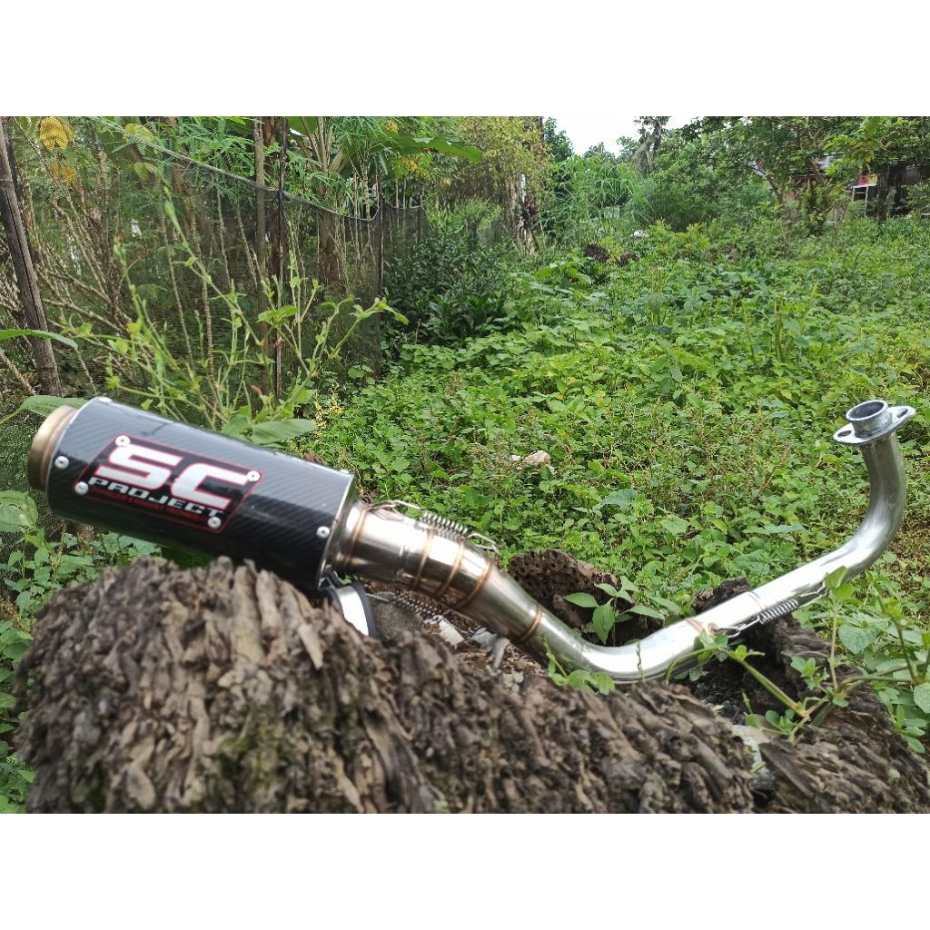 Knalpot Racing SC PROJECT CARBON inlet 50mm beat Fi Beat Karbu  Mio Sporty Vario 125 Vario 150  Mio 