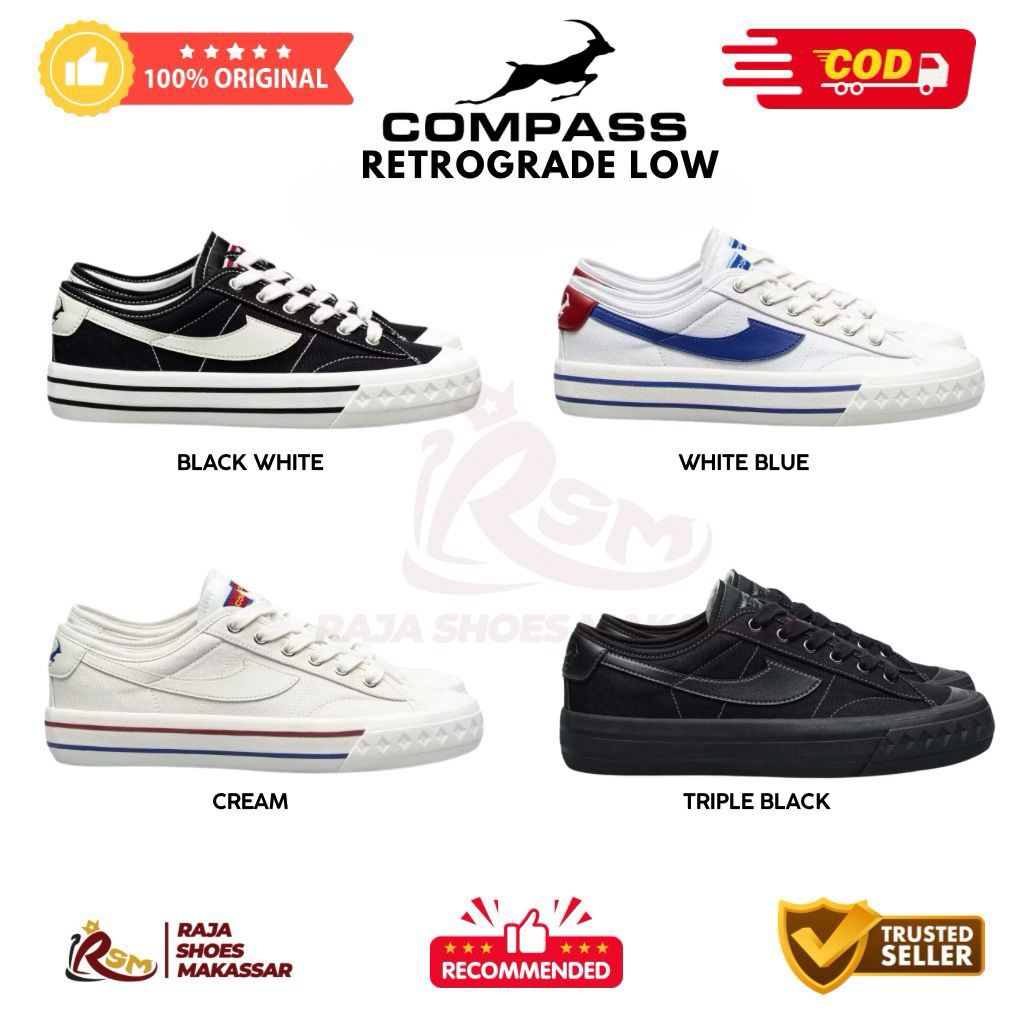 (ORIGINAL-COD) Compass Retrograde Low - Sepatu Compass